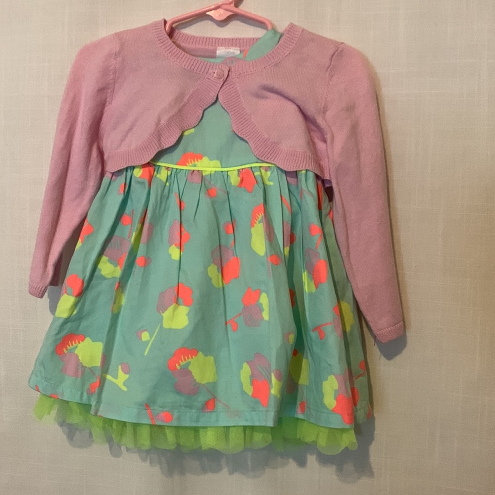 Girl’s Cat & Jack Teal Sleeveless Dress w/Sweater Ruffles,Lining 12 months NWT